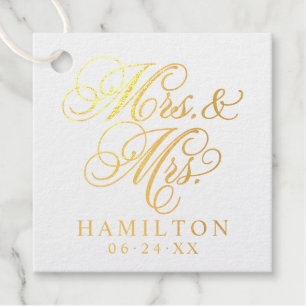 Étiquette-cadeau Mariage élégant Mme et Mme Monogramme Script