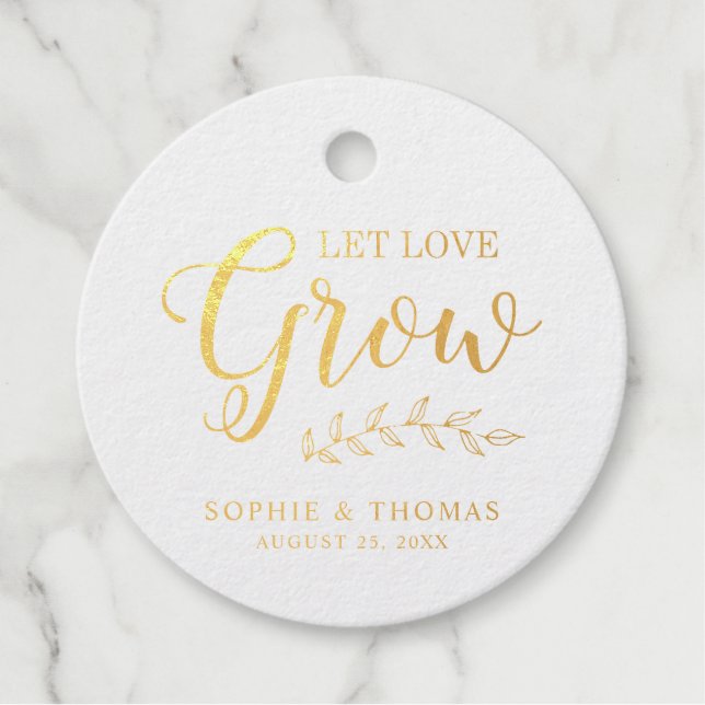 Étiquette-cadeau Mariage feuille laisser l'amour grandir à tour de  (Devant)
