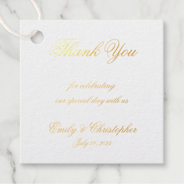 Étiquette-cadeau Mariage Merci Élégant écriture manuscrite Script c (Devant)