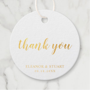 Étiquette-cadeau Mariage Merci simple Gold Foil