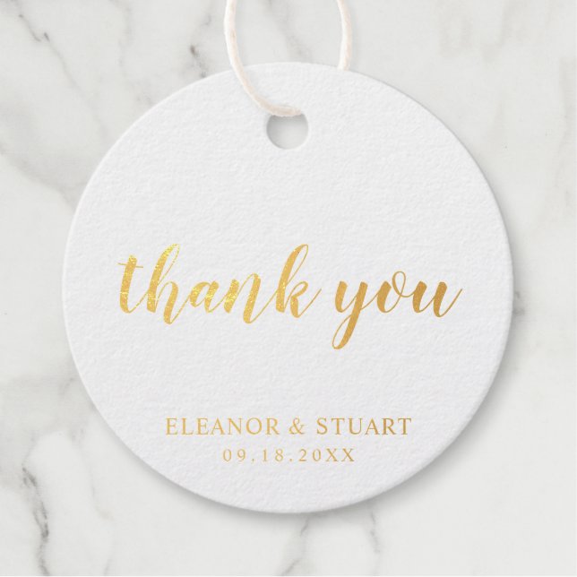 Étiquette-cadeau Mariage Merci simple Gold Foil (Devant)