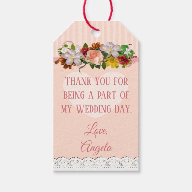 Étiquette cadeau Mariage rose Gold Floral (Devant)