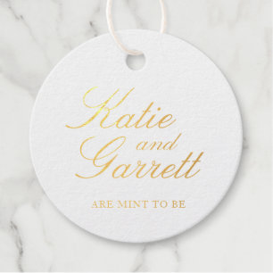 Étiquette-cadeau Mariés Pour Être Élégants Feuille D'or Mariage