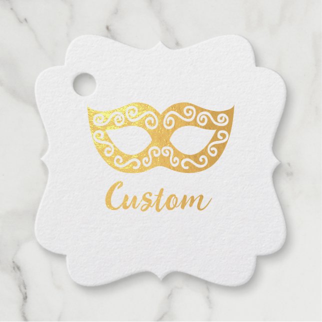 Étiquette-cadeau Masque de Venise or (Devant)