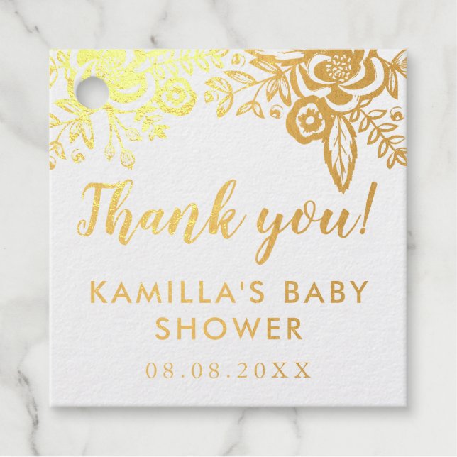 Étiquette-cadeau Merci de Baby shower Boho Flowers (Devant)