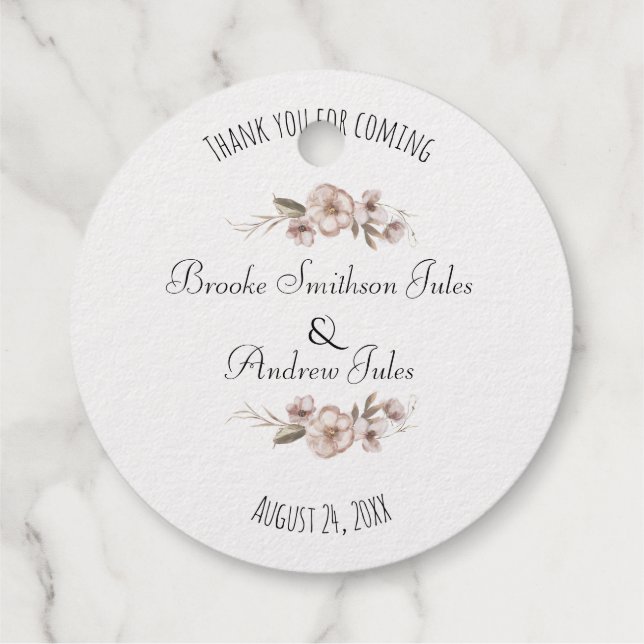 Étiquette-cadeau Merci Mariage Fleur sauvage double face (Dos)