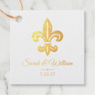 Étiquette-cadeau Merci Mariage Gold Fleur de Lis