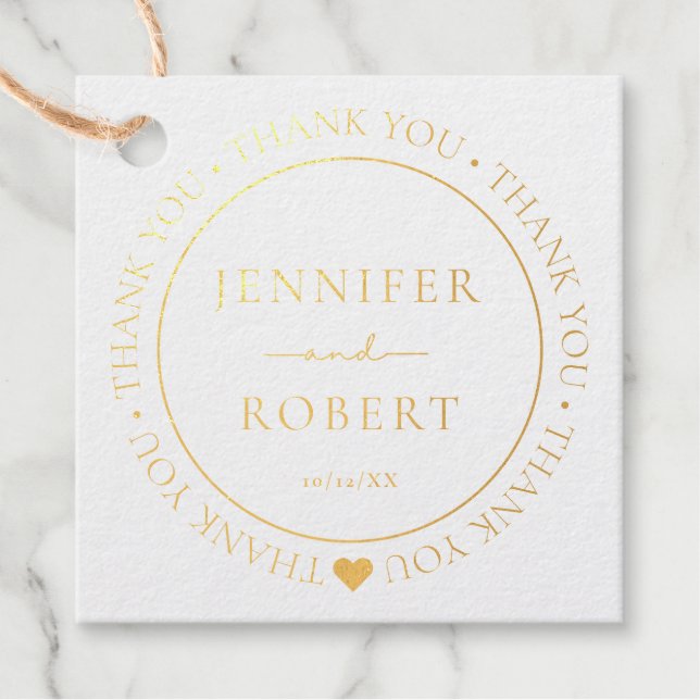 Étiquette-cadeau Merci Mariage simple (Devant)