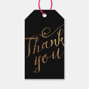 Étiquette cadeau Merci Noir Or Mariage Favor
