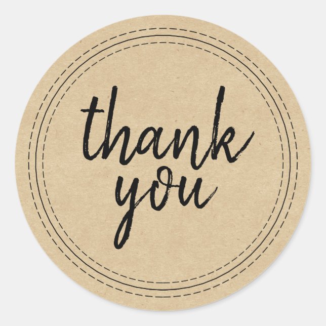 Étiquette cadeau Merci papier Kraft à script chic (Devant)