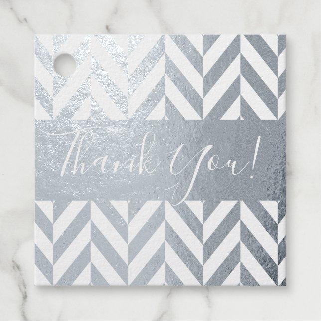 Étiquette-cadeau Merci personnalisé ZigZag Chevron Motif (Devant)