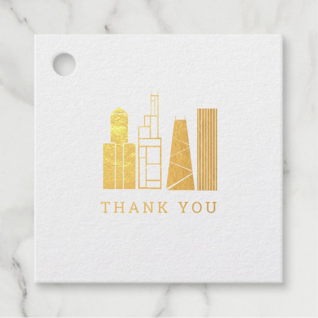 Étiquette-cadeau Merci Skyline de Chicago (Devant)