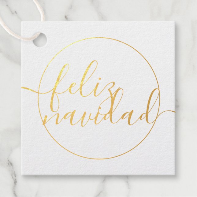 Étiquette-cadeau Minimalisme Feliz Navidad Typographie Noël (Devant)
