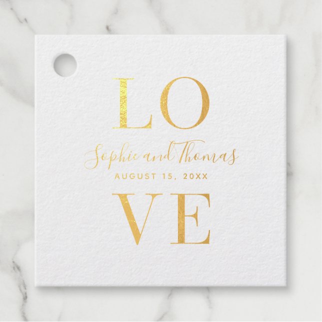Étiquette-cadeau Moderne Élégant amour mariage Favor Foil (Devant)