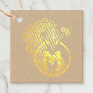 Étiquette-cadeau Monogramme de salamandre en tête de marteau