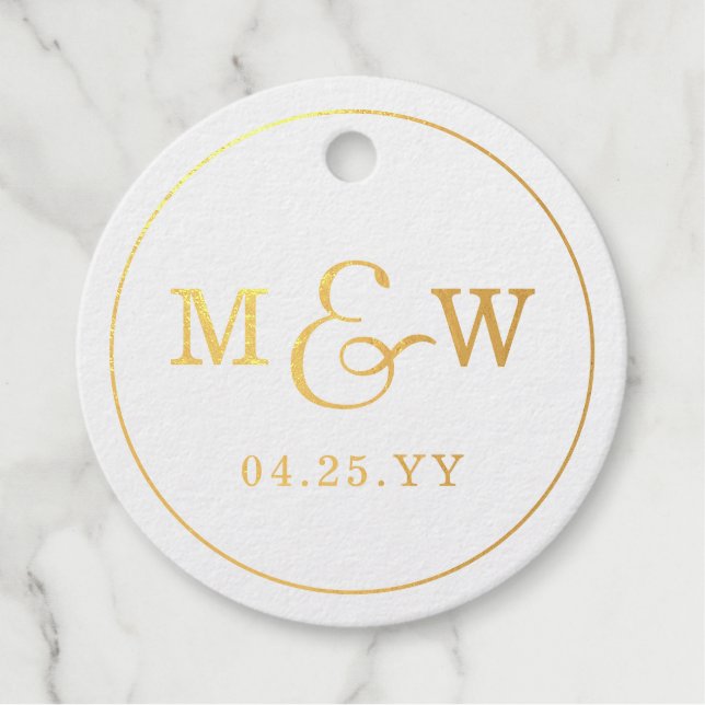 Étiquette-cadeau Monogramme Mariage de charme (Devant)