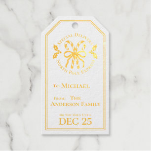 Étiquette Cadeau Noël en Papier Aluminium Canne à