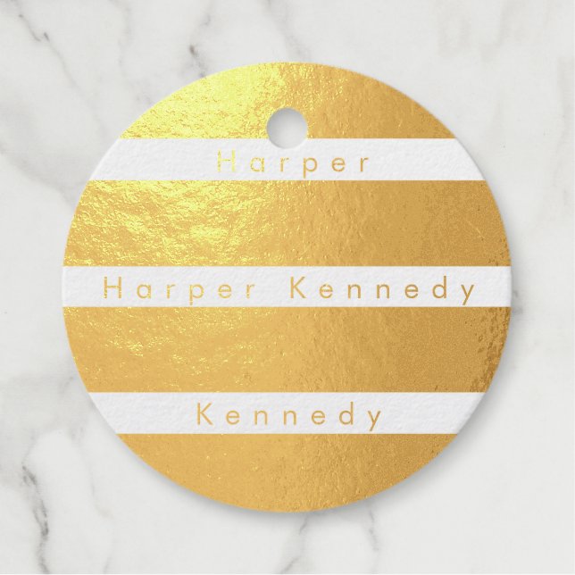 Étiquette-cadeau Noms triés Real Gold Foil (Devant)