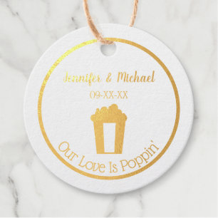 Étiquette-cadeau Notre Amour Est Poppin Popcorn Mariage