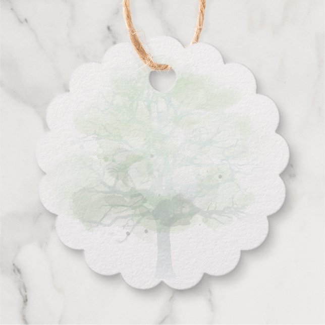 Étiquette-cadeau or merci tag avec chêne vert misty (Dos)