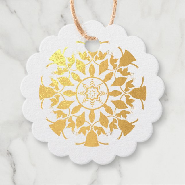 Étiquette-cadeau Ornements de Noël Snowflake Mandala (Devant)