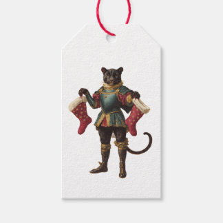 ÉTIQUETTE CADEAU PANTHÈRE DE NOËL RÉTRO AVEC CHAUS