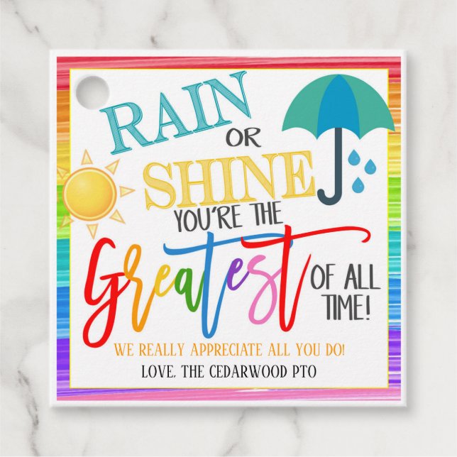 Étiquette cadeau parapluie (Devant)