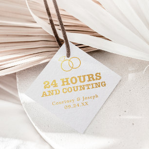 Étiquette-cadeau Pelle d'or 24 heures et Mariage de comptage