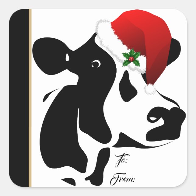 Étiquette cadeau Père Noël Cow (Devant)