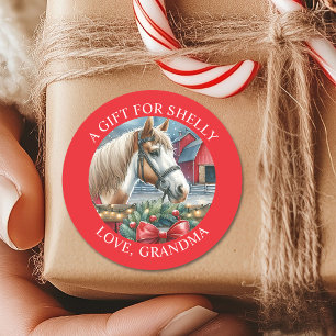 Étiquette cadeau personnalisé Cheval à la ferme No