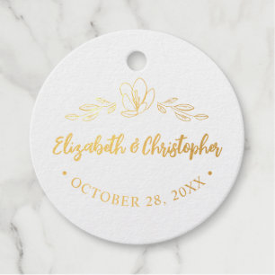 Étiquette-cadeau Personnalisé Chic Floral feuille Mariage