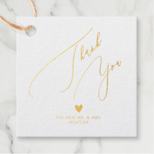 Étiquette-cadeau PixDezines Gold Foil Luxe Merci de calligraphie