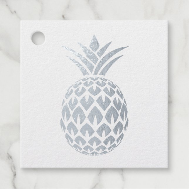 Étiquette-cadeau Planificateur d'événements Real Silver Foil Pineap (Devant)