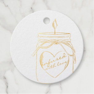 Étiquette-cadeau Pot Mason infusé d'amour merci feuille métallique