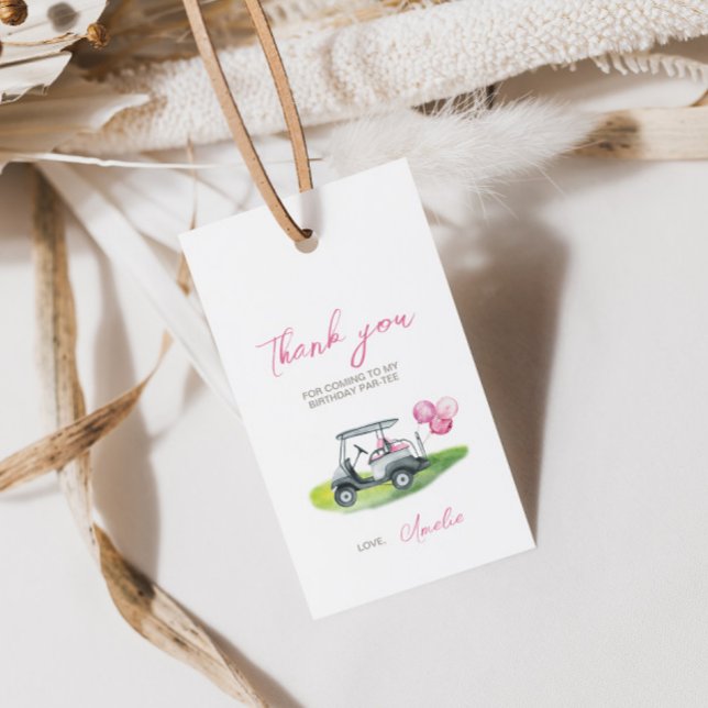 Étiquette cadeau pour fête de golf rose (Créateur téléchargé)