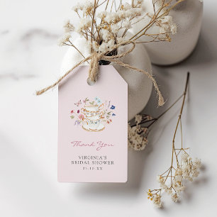 Étiquette cadeau pour la fête du thé rose
