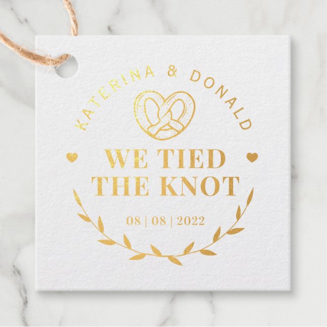 Étiquette-cadeau Pretzel Nous Avons Lié Le Mariage De Knot (Devant)