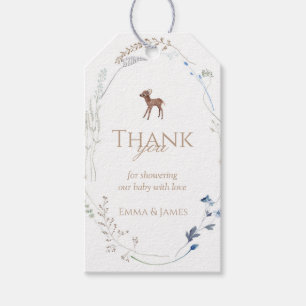 Étiquette cadeau Rectangle Woodland Deer Wildflowe