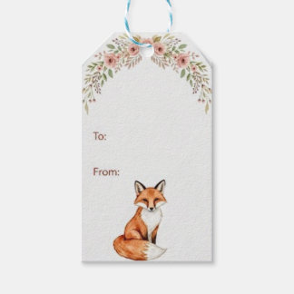 Étiquette cadeau renard boho floral aquarelle forê