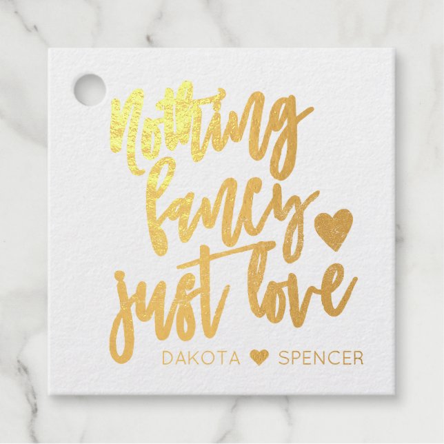 Étiquette-cadeau Rien De Fancy Juste Amour | Micro Mariage Gold Hea (Devant)