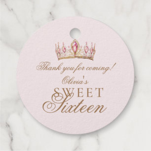 Étiquette-cadeau Rose Gold Foil Sweet 16 Sparkle Anniversaire