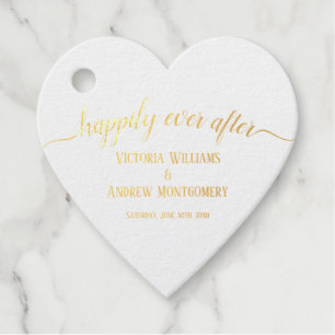 Étiquette-cadeau Rose Gold Script Mariage Happily Ever After Foil