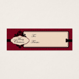 Étiquette cadeau rouge Brocade Christmas
