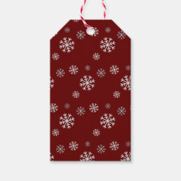 Étiquette cadeau rouge chutes de neige