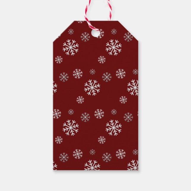 Étiquette cadeau rouge chutes de neige (Devant)