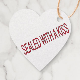 Étiquette-cadeau scellé avec un baiser d'amour cite Foil Favor Tag