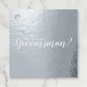 Étiquette-cadeau Serez-Vous Mon Groomsman ? Élégante huile d'argent