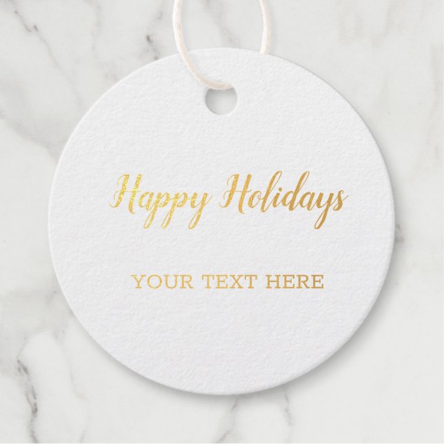 ÉTIQUETTE-CADEAU SIMPLE GOLD FOIL HAPPY HOLIDAYS MODERNE CADEAUX TA (Devant)