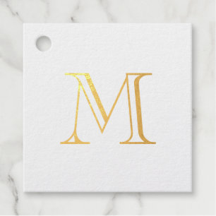 Étiquette-cadeau Simple monogramme en or