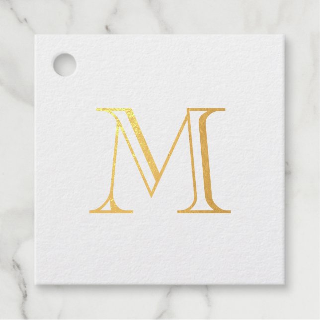 Étiquette-cadeau Simple monogramme en or (Devant)